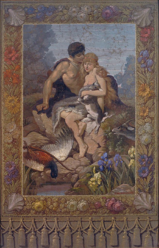 Pastoral Lovers by Karl Kowalczewski, 1917 (Tapestry Design)